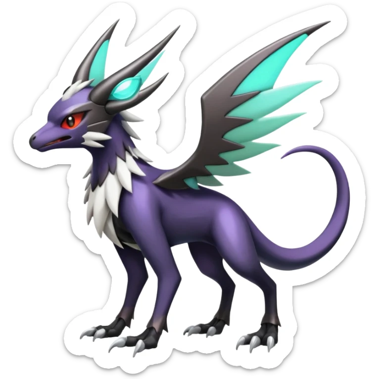 Shiny Noivern-Mightyena-Silvally-Fakémon-hybrid-creature (full body)  sticker