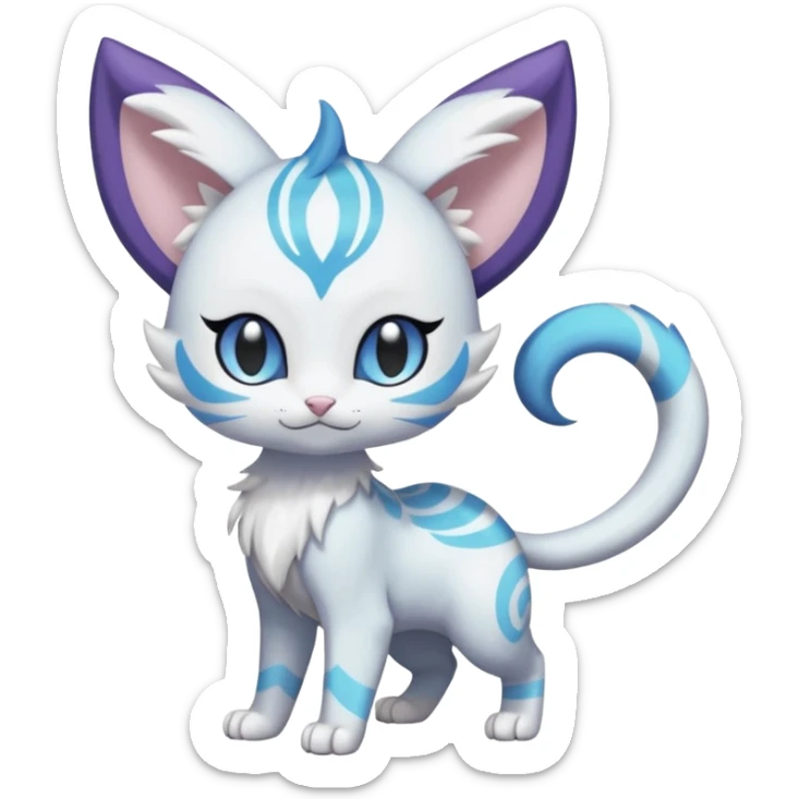 Smooth Soft Dark Pastel Meloetta-Purrloin-Gatomon-Trico-Pokémon-Digimon-Fakémon-fusion-hybrid-creature sticker