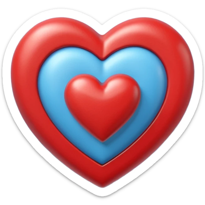 Un icono 3D de un corazón rojo brillante, estilo minimalista y moderno, textura suave y plástica (estilo claymorphism), iluminación de estudio con reflejos suaves, renderizado hiperrealista en alta resolución (8k), sobre un fondo de color sólido y contrastante sticker