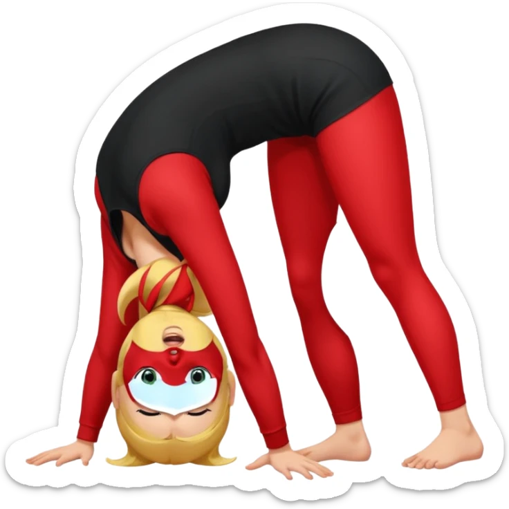 a young woman on all fours, head on the floor, arched back and ass up. sticker