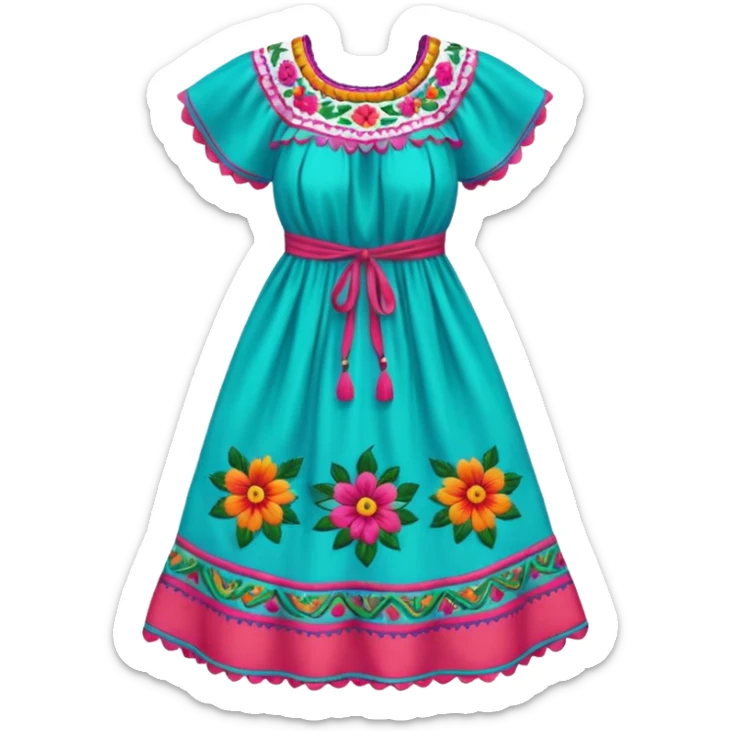 mexican patterned dress sticker