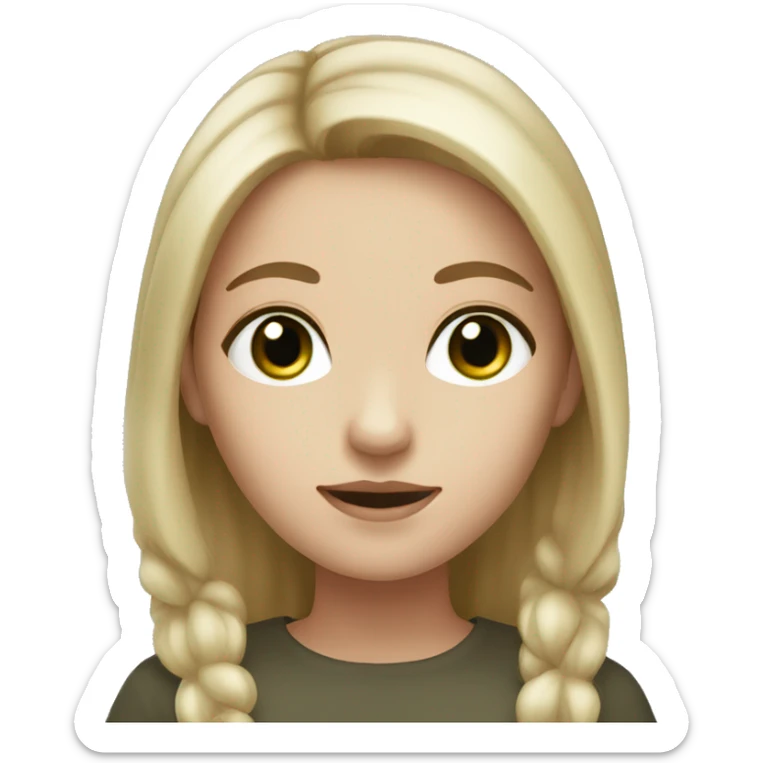 Girl with white skin, dark green eyes, light brown hair  sticker