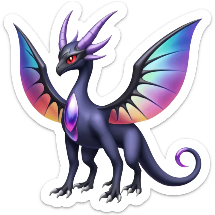 Shiny Iridescent Colorful Lunala-Darkrai-Fakémon-hybrid-creature (full body)  sticker
