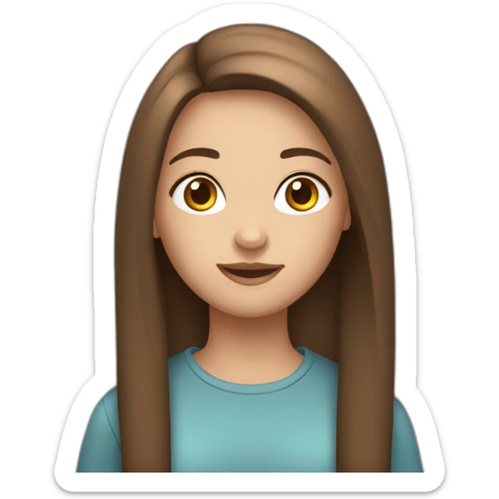 A 15 years Old girl with brown straight hair and eyes sticker