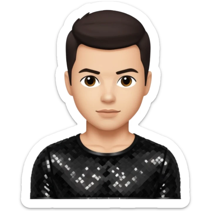 Jordan Knight from NKOTB with light skin, dark brown hair, black sequin crop top sticker