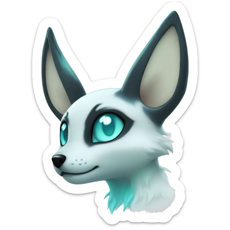 Shiny White Pastel Albino Umbreon with cyan eyes and cyan markings sticker