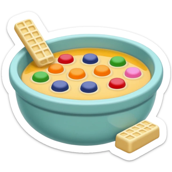 tazita de sopa, pastillas en estilo aesthetic y una camita rosada. sticker