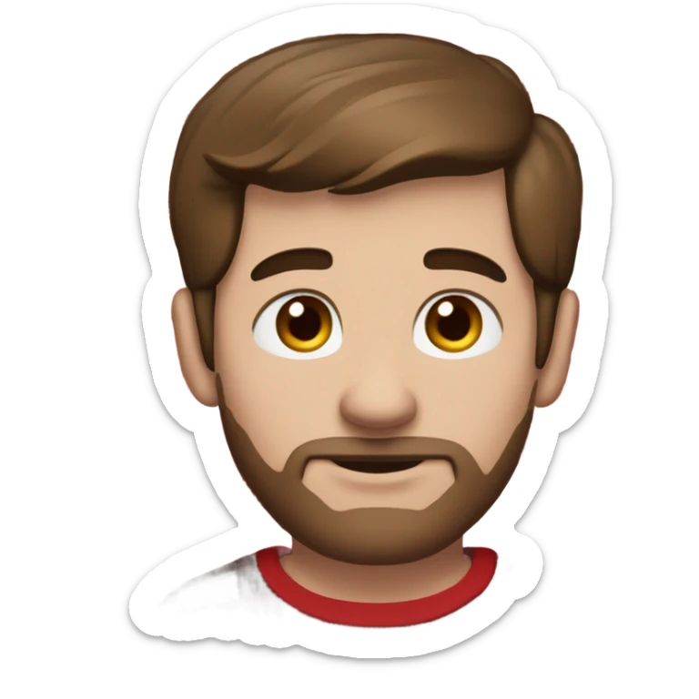 Man with brown hair and brown eyes wearing red and black buffalo plaid pjs. White skin. sticker