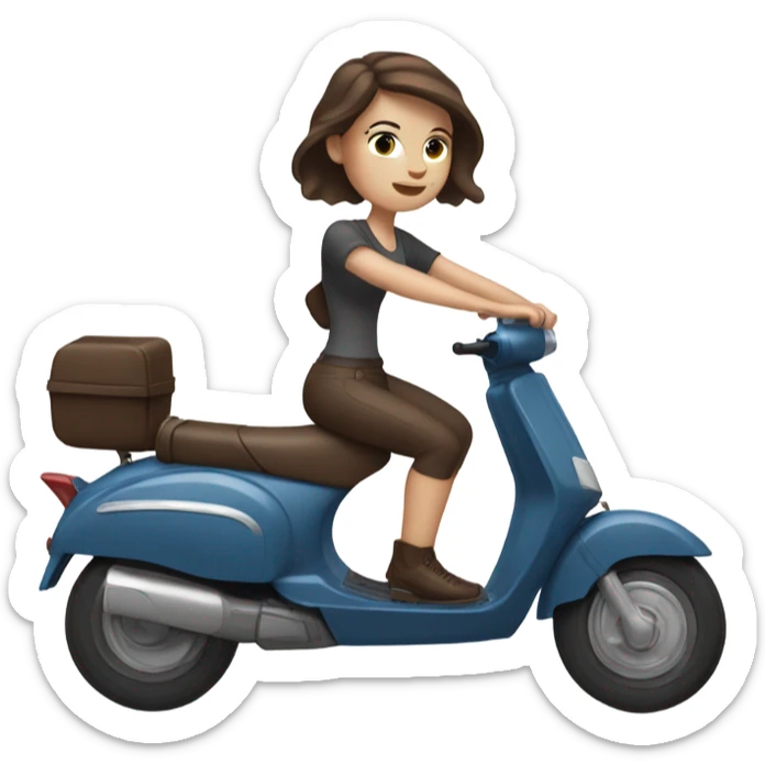 White women with Blue eyes and chocolate hair on scooter at the summer sticker