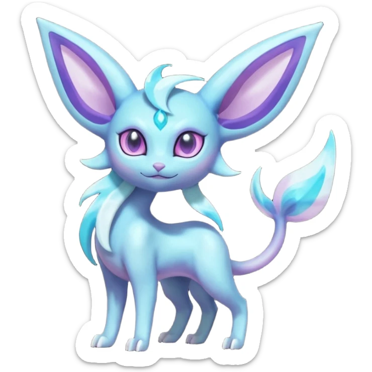 Shiny Nebulae Espeon-Lumineon-Amaura-Glaceon-Dragonair-Fakémon-hybrid-creature (full body)  sticker