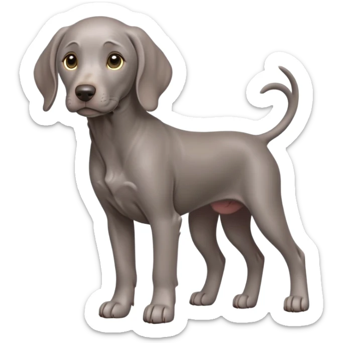 cinematic-noble-weimaraner puppy-full body-emoji on all fours,-poised-and-regal,-with-a-strong,-athletic-build-and-a-lustrous,-well-groomed-grey fur,-deep-set-soulful-brown-eyes,-simplified-yet-sharp-and-sophisticated-features,-highly-detailed, sticker