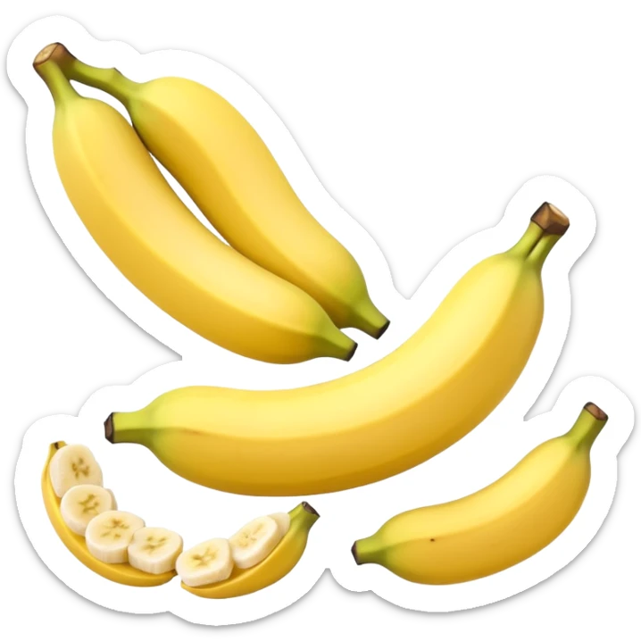 A peeled-off banana being chopped in small banana slices sticker