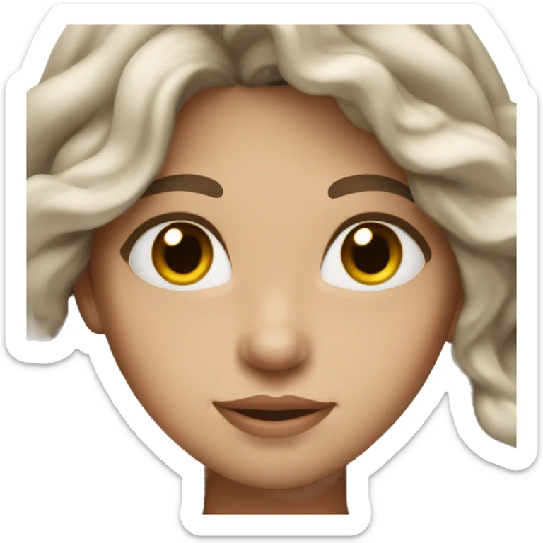 a woman with wavy long, brown hair, very white skin and brown eyes sticker