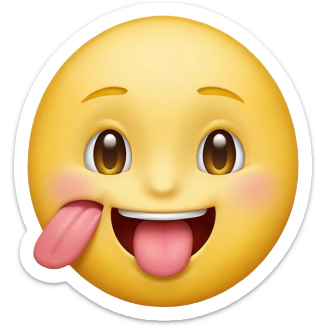 yellow default emoji with teenager tongue sticking out and winking￼ sticker