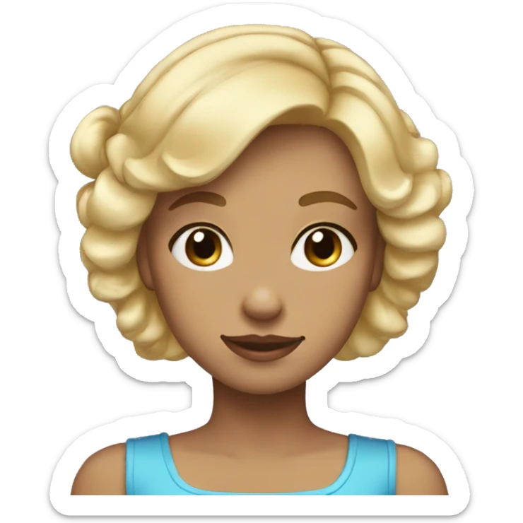 a girl with short blonde hair blue eyes and a bow in the hair  sticker