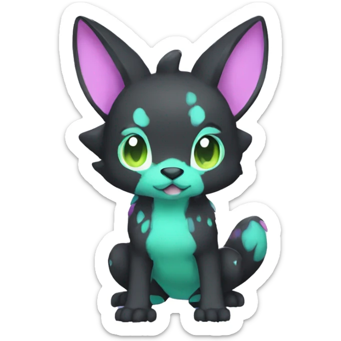 Cute cool black green blue purple pink animal hybrid Fakemon full body sticker