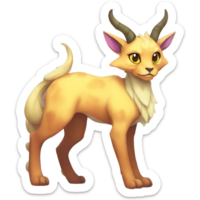 colorful anthro horned Royal vernid fursona Fakemon sticker