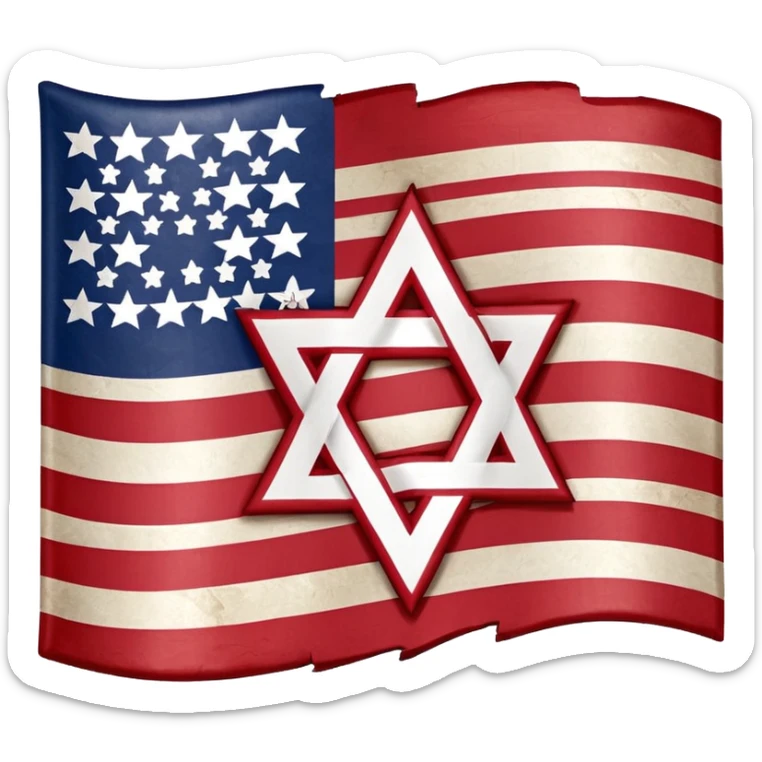 United States flag with a swastika symbol and star of david symbol on the flag sticker