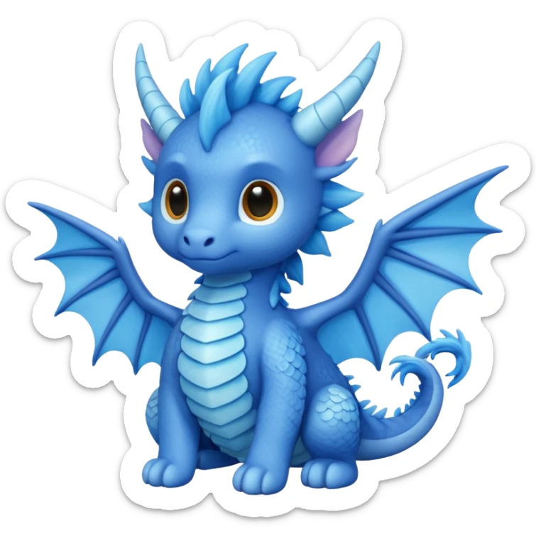 Sky dragon colour in blue and looks cute , have wings , follow the JELLYCAT sticker