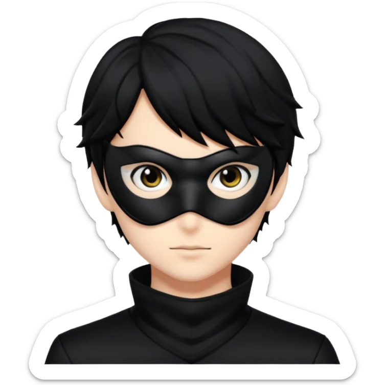 Akira persona 5 in a sleek black mask, playful eyes showing sticker
