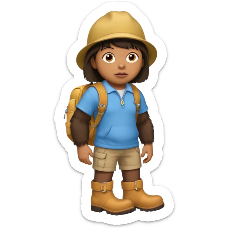 dora the explorer that looks like the tyler the creator meme with boots but he is a gorilla sticker