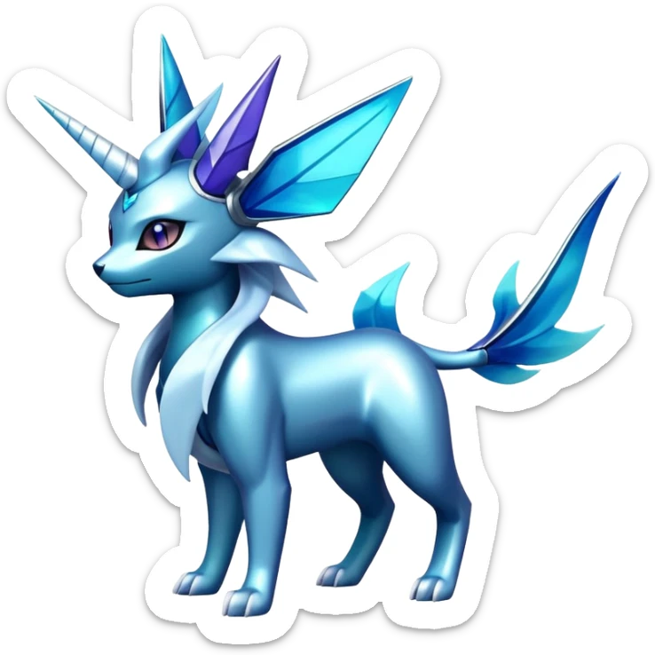 Futuristic Modern Cobalion-Suicune-Vaporeon-fakemon-hybrid sticker