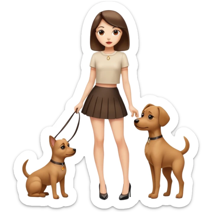 Girl dressed like a dog and in short lashes skirt and short top and heels sticker