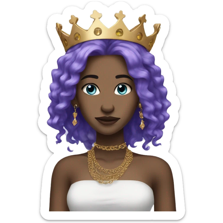 queen white skin long purple hair facial piercings blue eyes  sticker