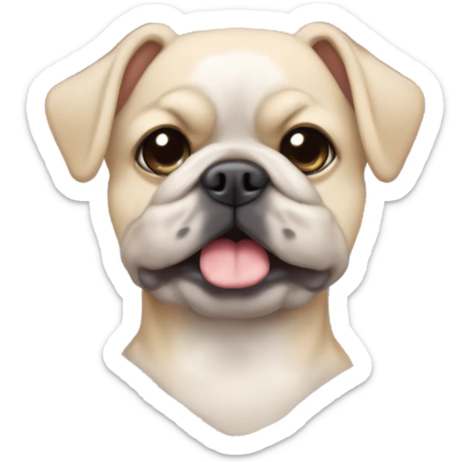 Guy with blue eyes and black hair and a shirt that says “Lazy Bulls” and to his right is a fat blonde hair frenchie and to his left is a smaller dark gray fluffy frenchie  sticker