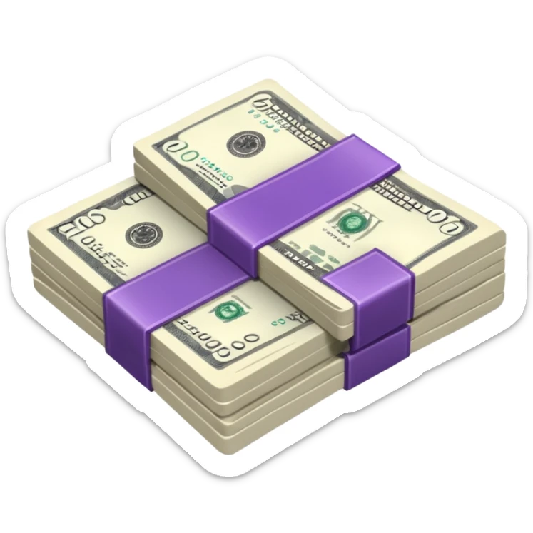 billetes en 3d morados animados sin informacion en los billetes en png sticker