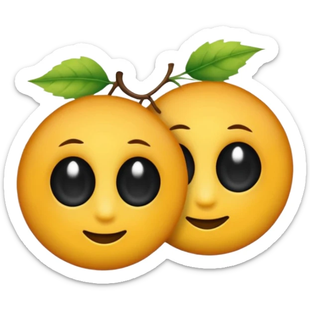 emoji, feuille d'érable couleur vermeille, deux yeux ronds noirs brillants sticker