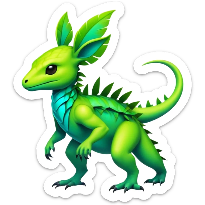 Tropical futuristic lush cool edgy neon Fionbri-Vernid-ET-creature (full body) sticker