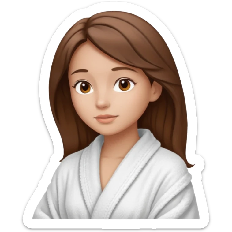 girls side profile in robe with brown hair and her hair in a towel with skin care on  sticker