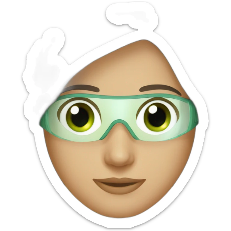 lasik eye surgery mask dark brown long straight hair green eyes sticker