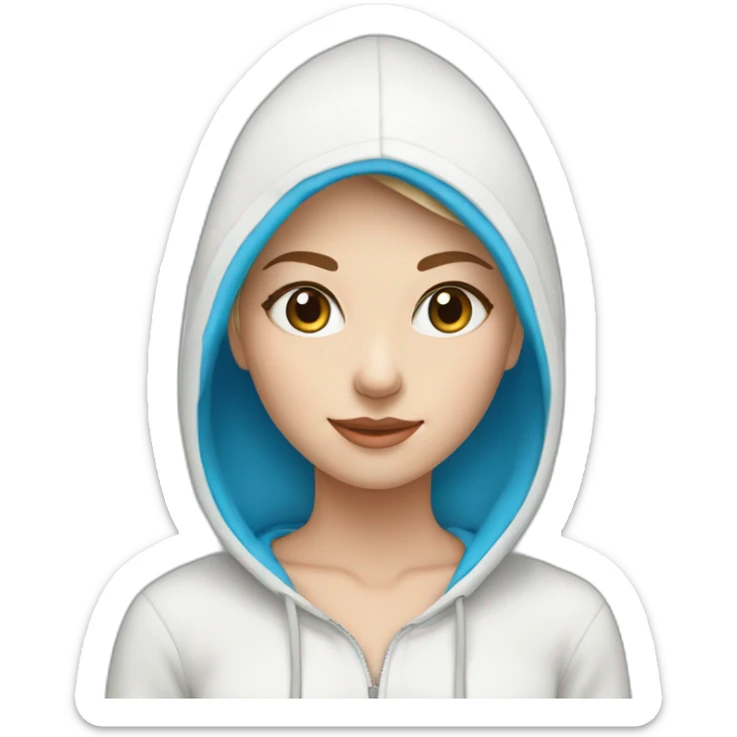 beautiful girl with computer,blue eyes,beautiful girl with short hair with computer,blue eyes,white skin, makeup, hoodie,short light-brown hair,code in background sticker