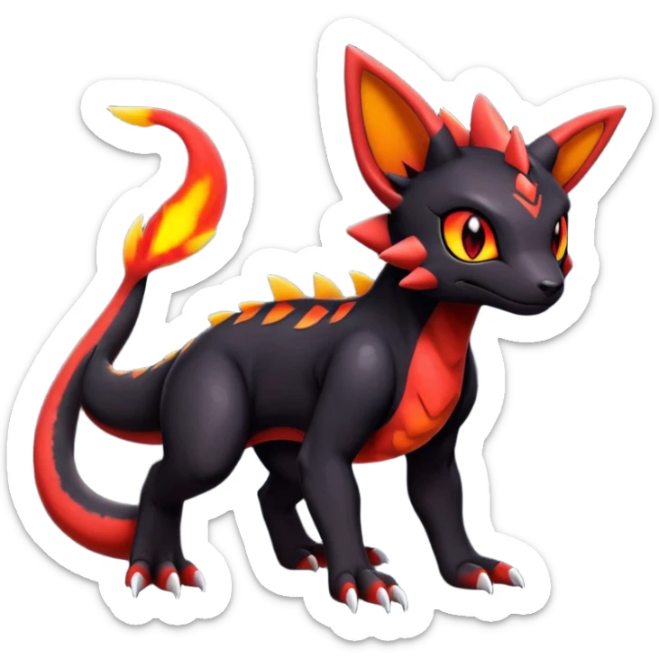 Cute Shiny Guilmon-Quilava-Salandit-Umbreon-Fakémon-hybrid-creature (full body)  sticker