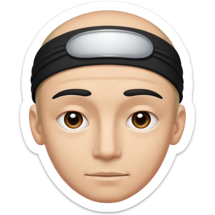necesito la cara de un hombre con una vincha de color negro en la frente. la vincha tiene que ser angosta y tiene que estar en la frente del hombre, arriba de los ojos y abajo del pelo. sticker