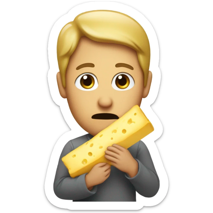 Someone eating, a whole stick of butter in their eyes are wide, really really wide ￼ sticker