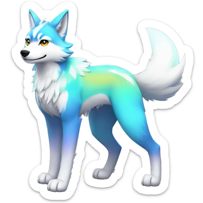 Colorful Shiny Fionbri-Falvie-sparkle-wolf-sona with markings full body sticker
