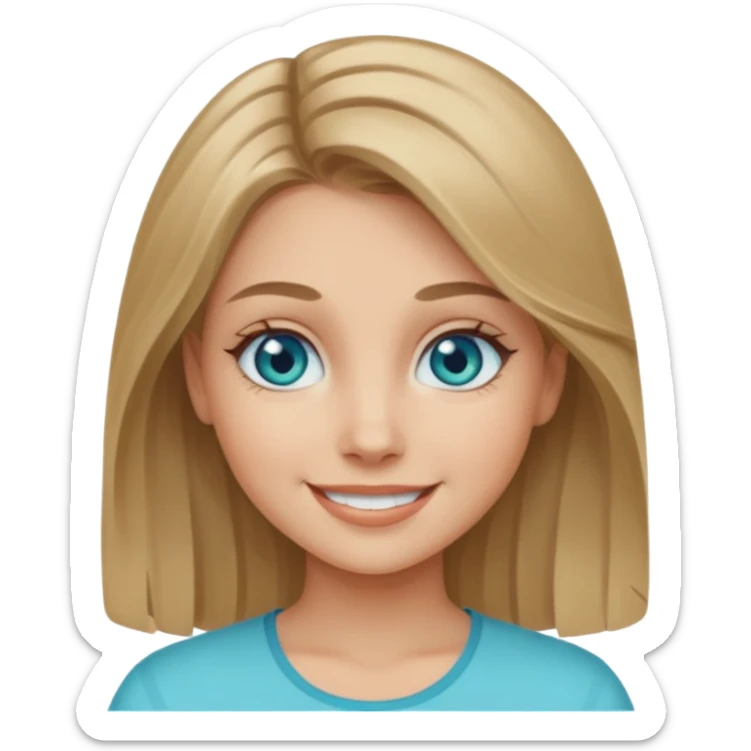 girl with dark blonde hair with aquamarine eyes sticker