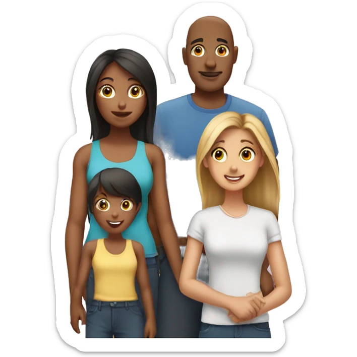 a family contains dad and mom and four adult sisters and one teen boy sticker