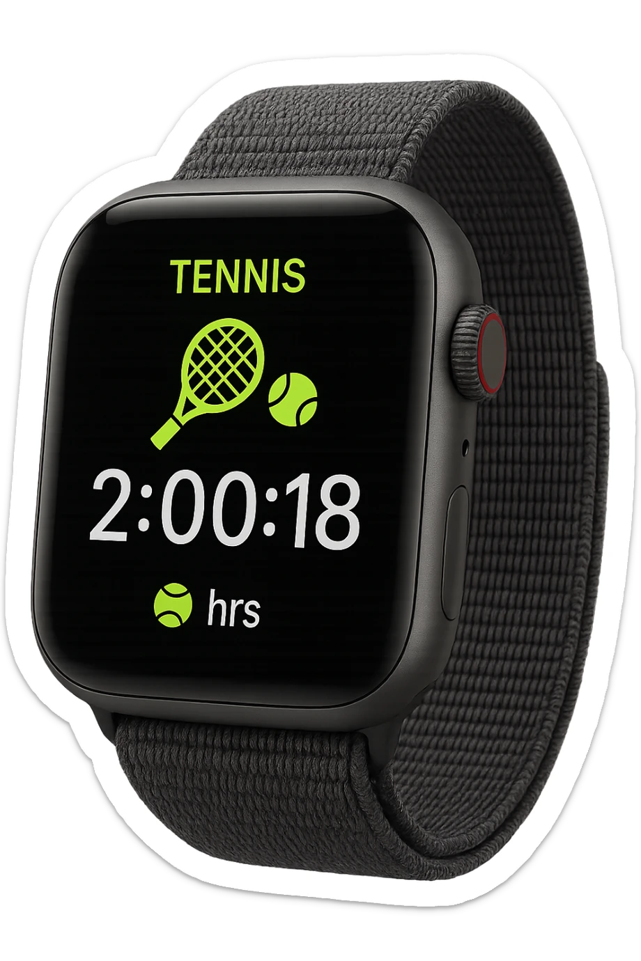smartwatch con modalità attiva di tennis che segna 2 ore di tennis, REALISTICA 4K sticker