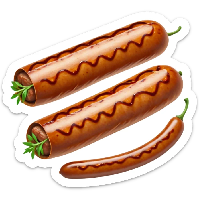 Cinematic spicy chipotle sausage, glistening with smoky, tangy sauce, charred and grilled to perfection, sliced open to reveal juicy filling, served with fresh herbs, rich and flavorful, detailed and appetizing. sticker