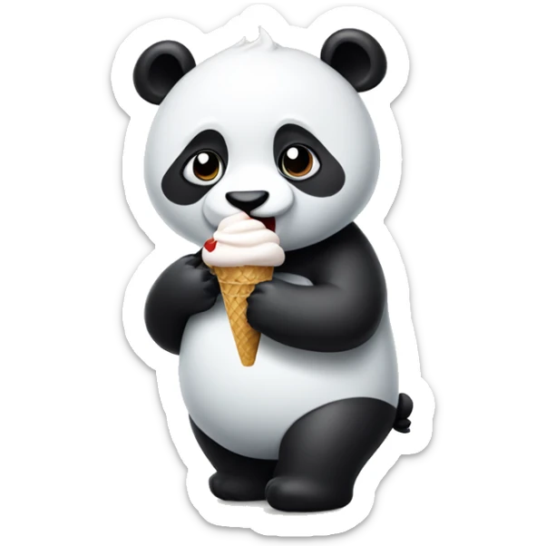 Panda eating ice cream sticker