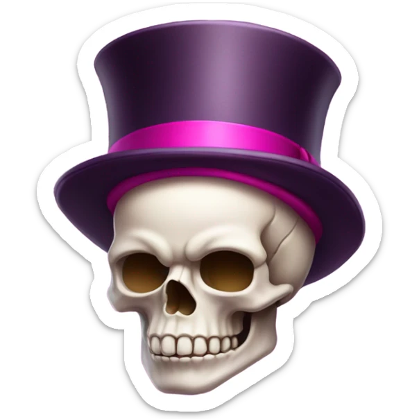 Fuchsia skull and top hat sticker