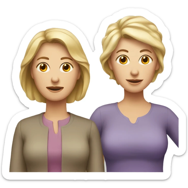 two middle-aged woman one with brown hair and one with blonde hair sticker
