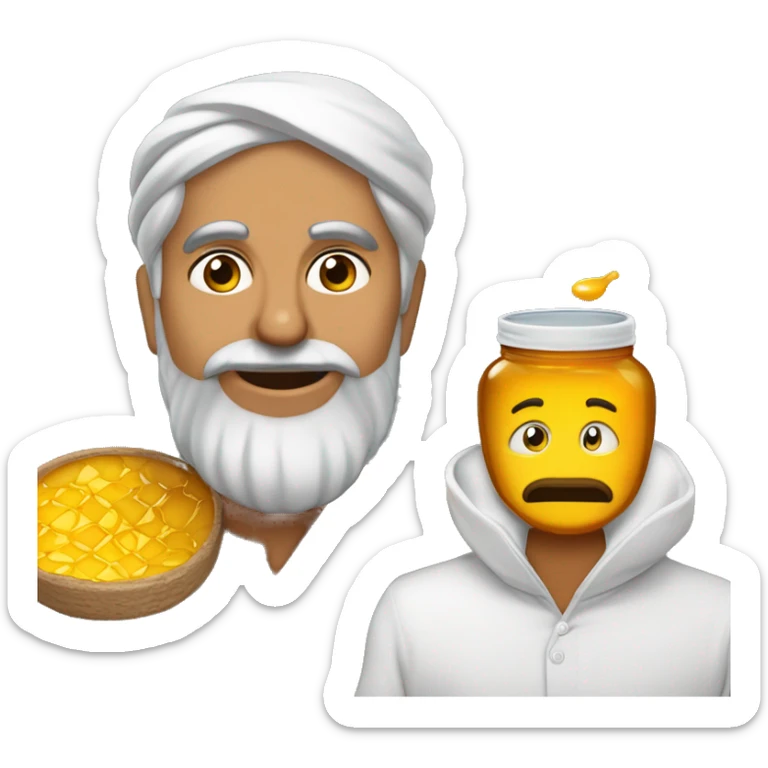 Un hombre de la India con un gran Tarro de miel en la cabeza. El Tarro de Miel cubre su cabeza sticker