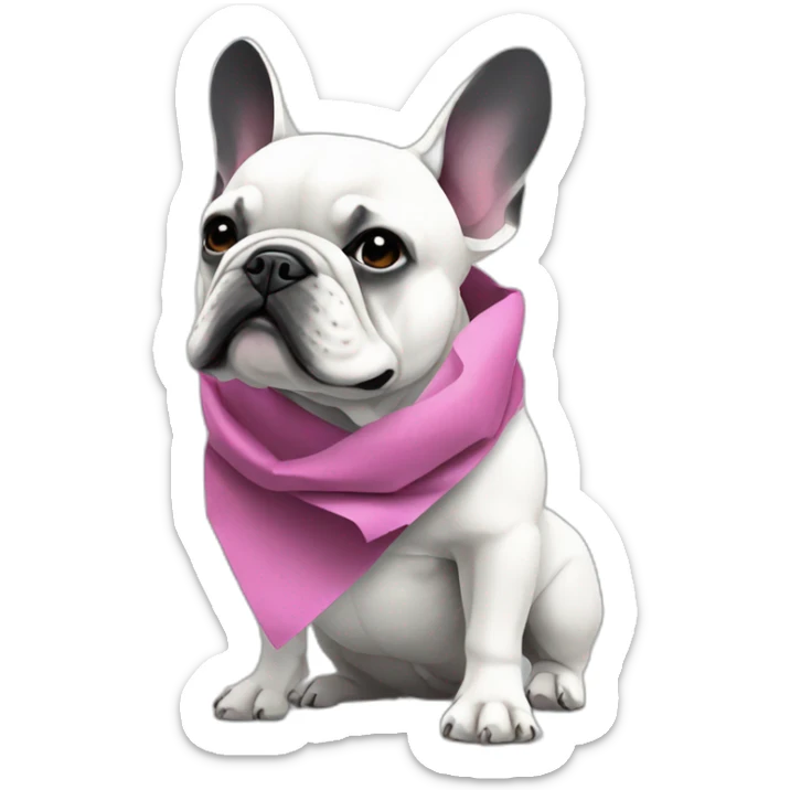 Fashion white FRENCH BULLDOg in-origami-scarf sticker