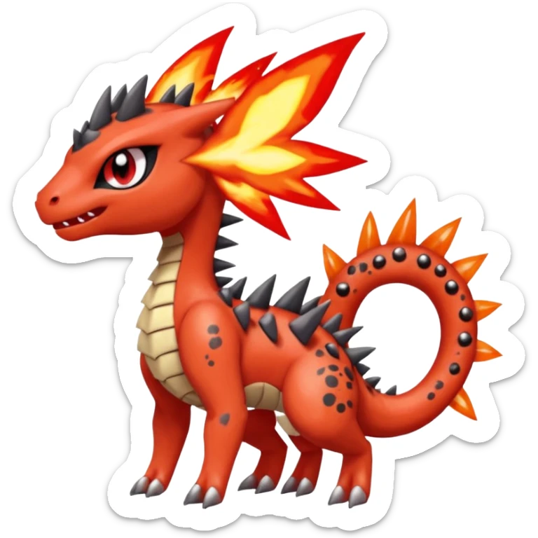 Splash-patterned emotional sparky sparky boom boom painful Meloetta-Guilmom-Salandit-Trico-Pokémon-Fakémon-fusion-hybrid-creature sticker