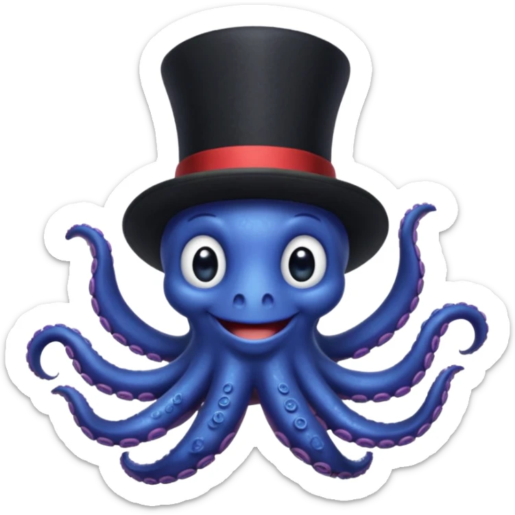 Henry the Octopus from the Wiggles with black hat and bow tie, indigo skin sticker